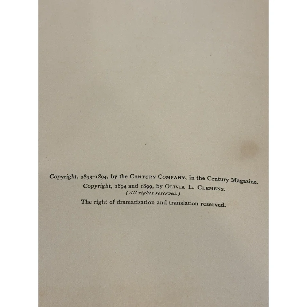 1899 Pudd'nhead Wilson And Those‎ Extraordinary Twins by Mark Twain (Hardback)
